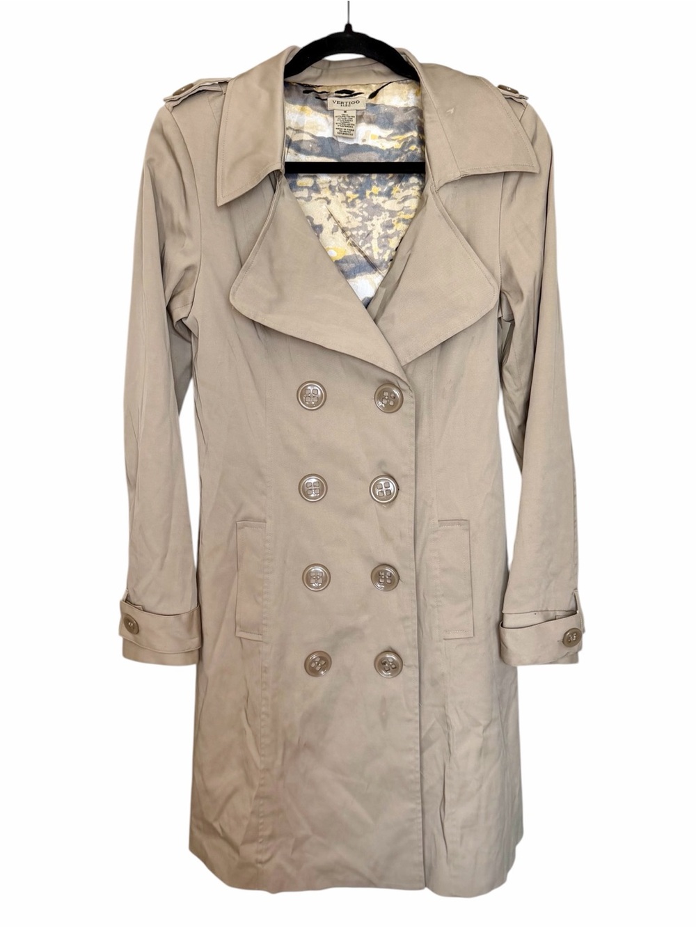Vertigo Paris Double Breasted Trench Coat - Size Small *MISSING BELT*